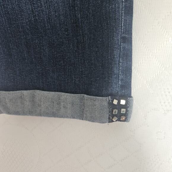 WHBM Size 8 Noir Pedal Pusher Capri Embroidered Bermuda Denim Shorts Classic - Picture 7 of 16